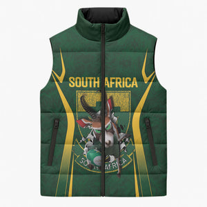 South Africa Rugby National Heritage Custom Sleeveless Puffer Jacket Traditional Ndebele Inspired