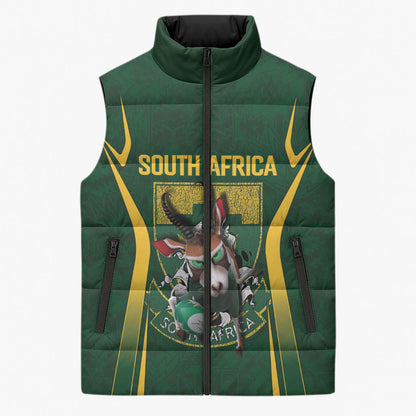 South Africa Rugby National Heritage Custom Sleeveless Puffer Jacket Traditional Ndebele Inspired