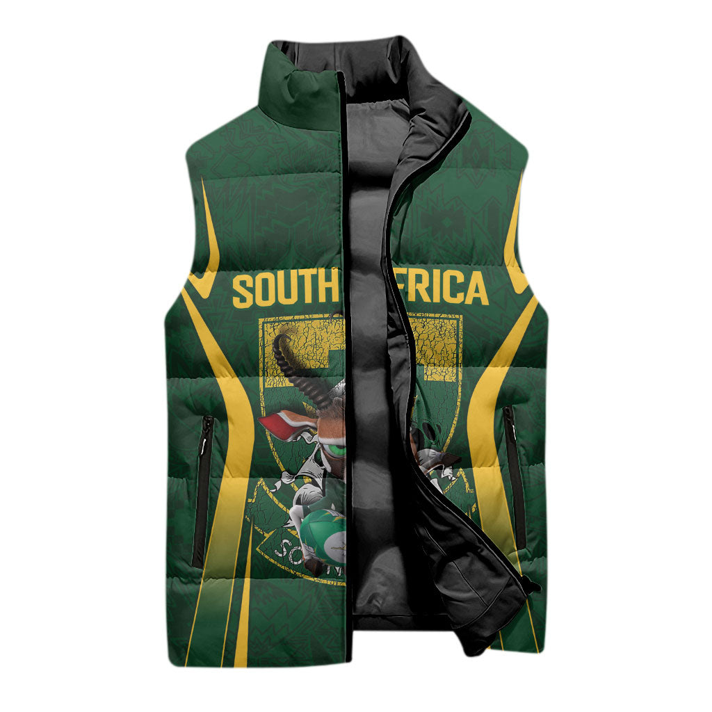 South Africa Rugby National Heritage Custom Sleeveless Puffer Jacket Traditional Ndebele Inspired