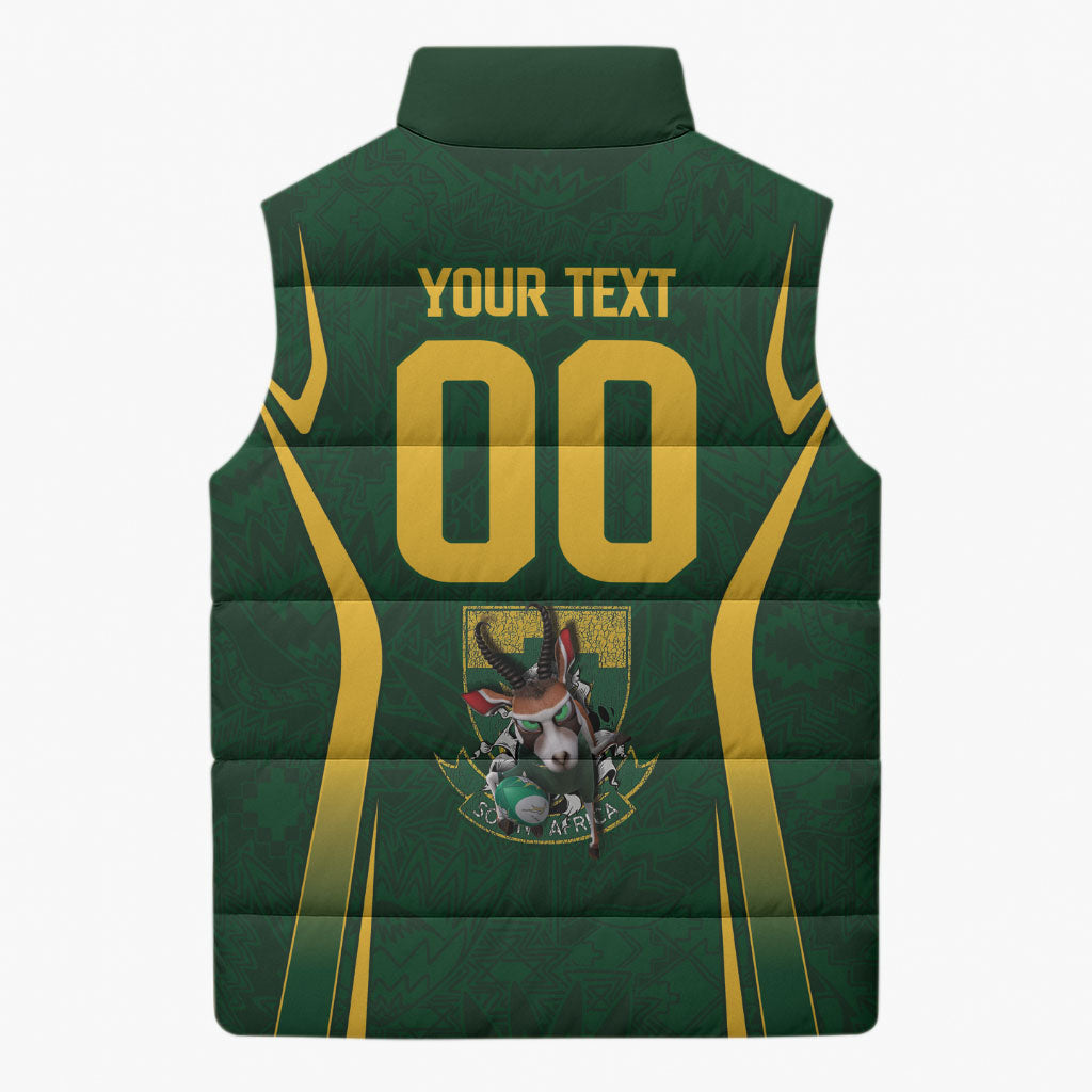 South Africa Rugby National Heritage Custom Sleeveless Puffer Jacket Traditional Ndebele Inspired
