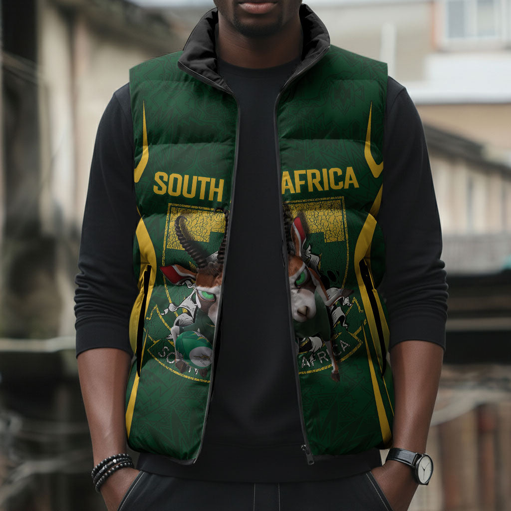South Africa Rugby National Heritage Custom Sleeveless Puffer Jacket Traditional Ndebele Inspired