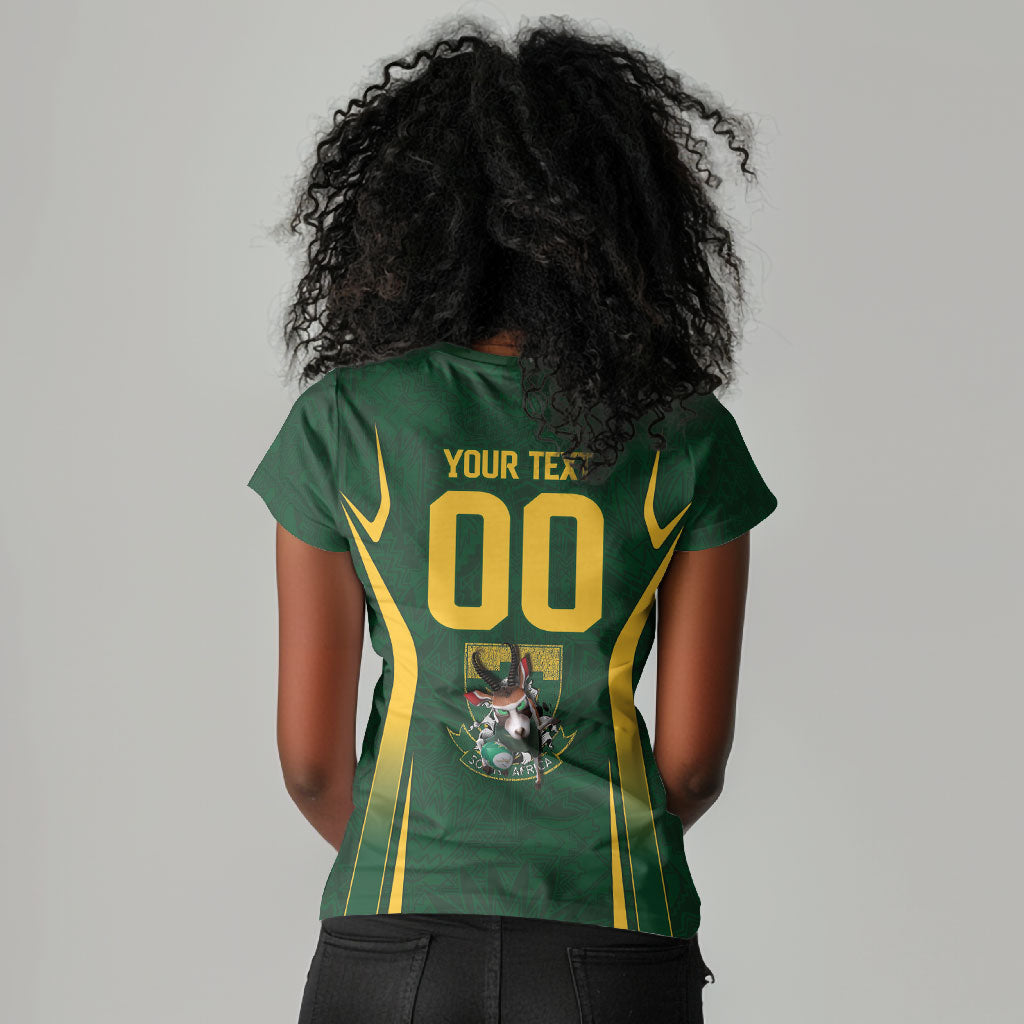 South Africa Rugby National Heritage Custom Women V-Neck T-Shirt Traditional Ndebele Inspired