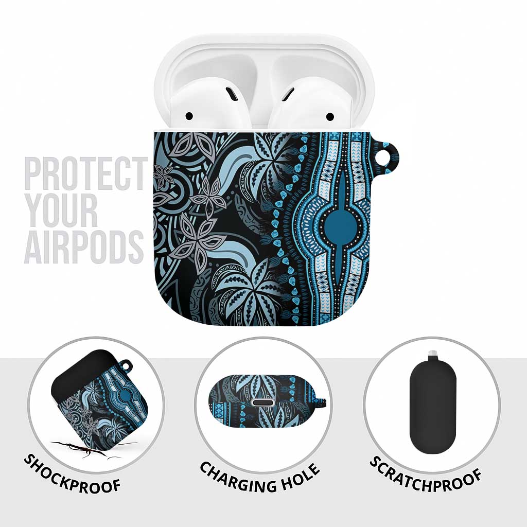 Polynesia Mixed African Dashiki AirPods Case Afro-pacific Culture - Blue