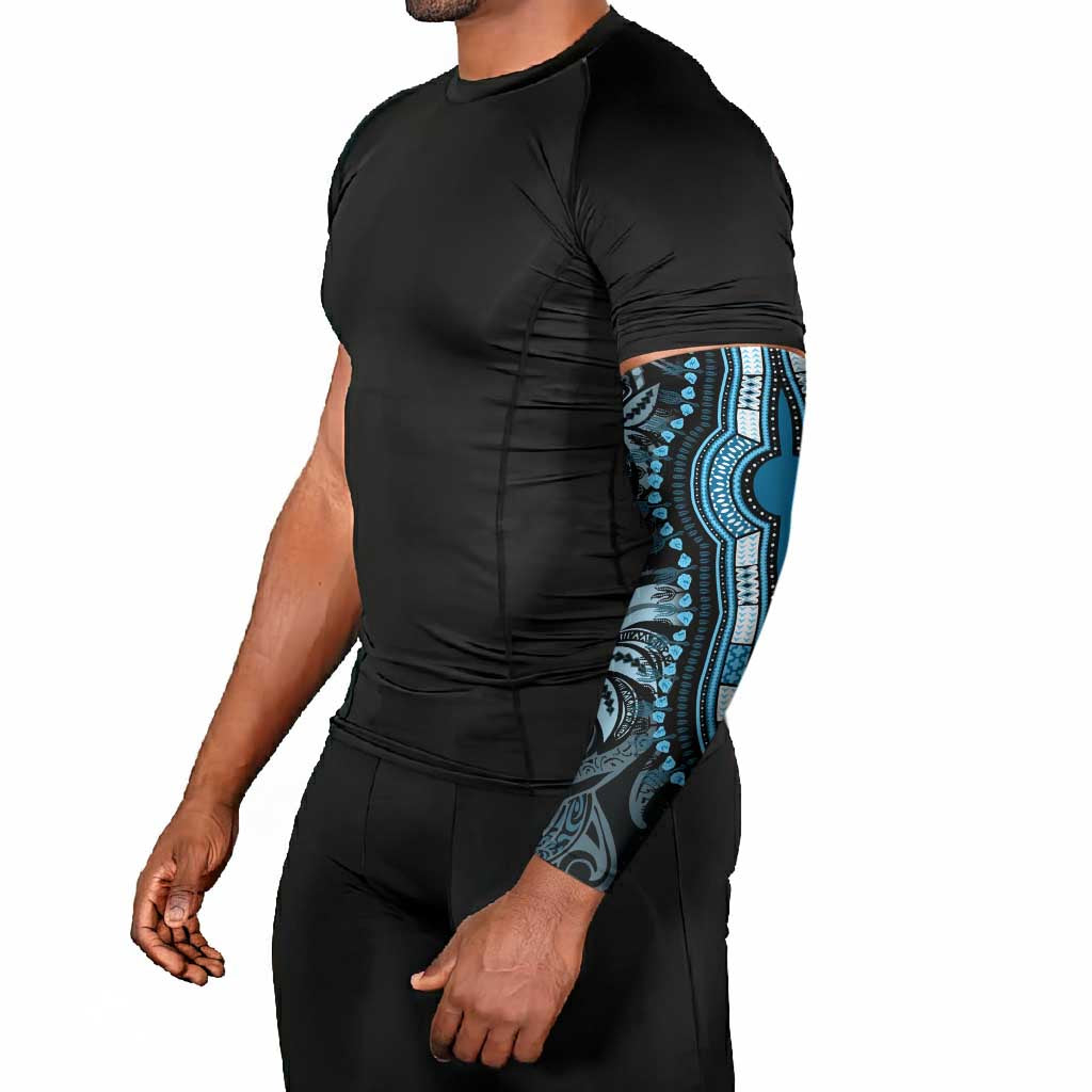 Polynesia Mixed African Dashiki Arm Sleeves Afro-pacific Culture - Blue