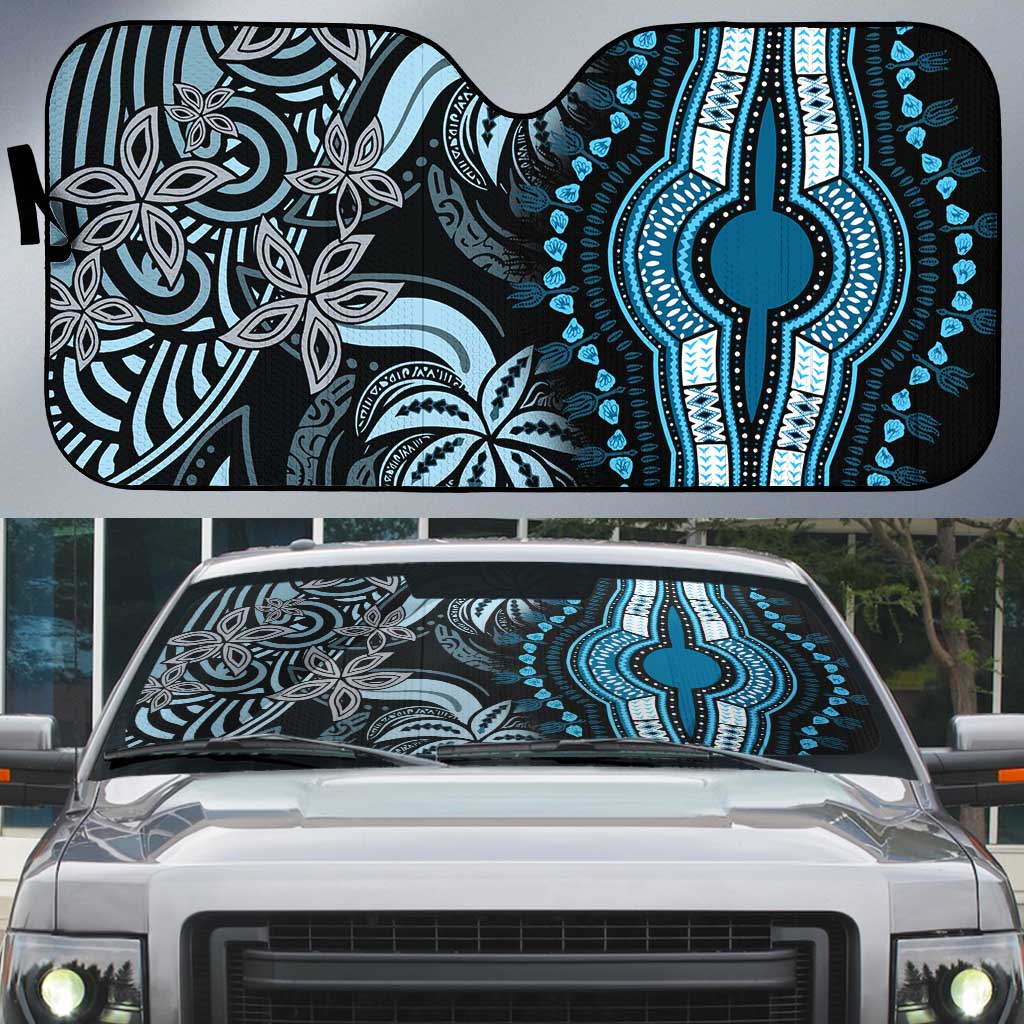 Polynesia Mixed African Dashiki Auto Sun Shade Afro-pacific Culture - Blue