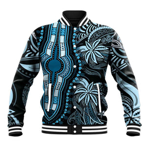 Polynesia Mixed African Dashiki Baseball Jacket Afro-pacific Culture - Blue