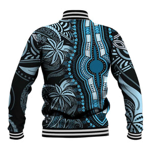 Polynesia Mixed African Dashiki Baseball Jacket Afro-pacific Culture - Blue