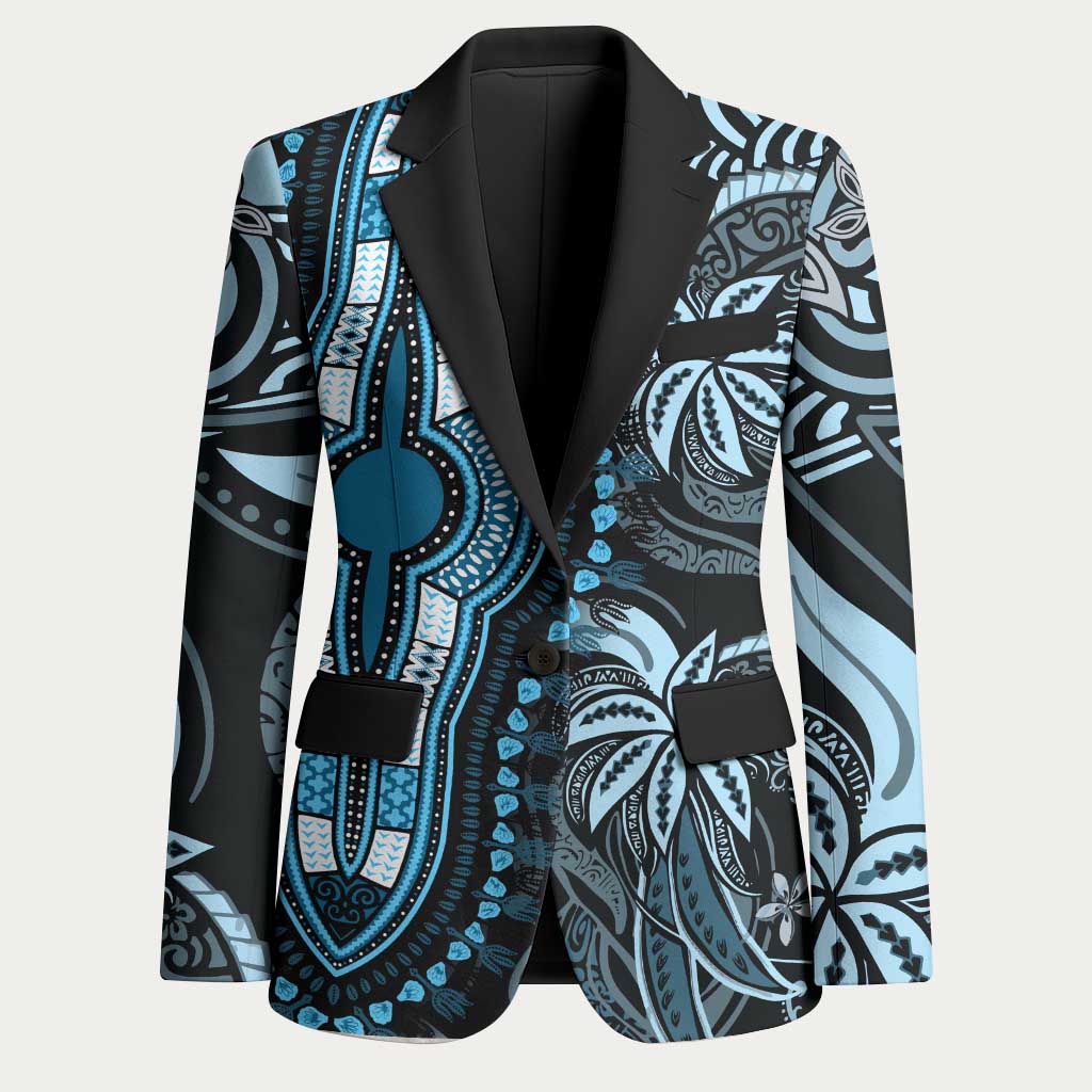 Polynesia Mixed African Dashiki Blazer Afro-pacific Culture - Blue