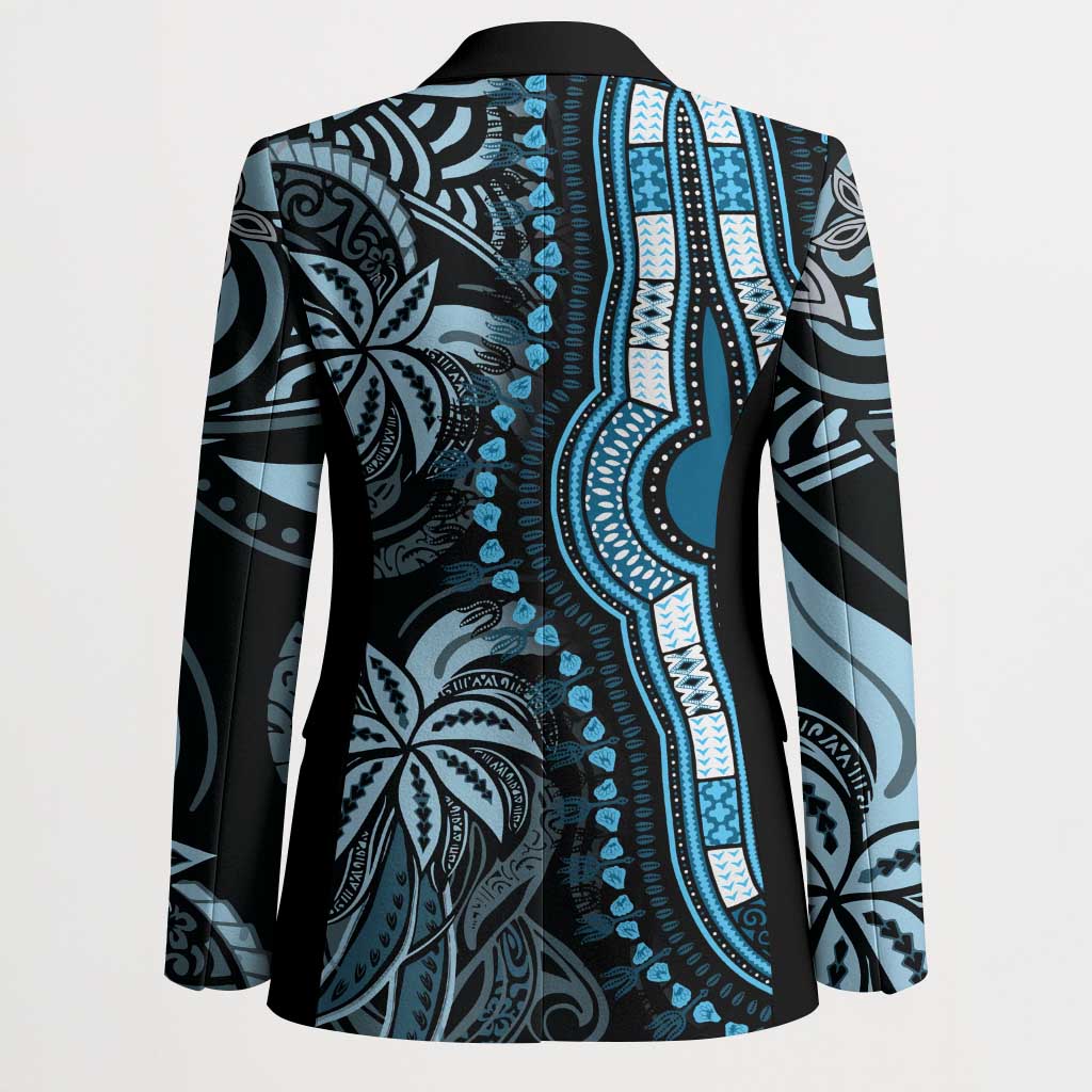 Polynesia Mixed African Dashiki Blazer Afro-pacific Culture - Blue