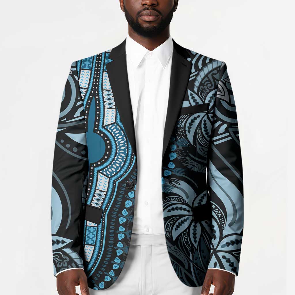 Polynesia Mixed African Dashiki Blazer Afro-pacific Culture - Blue