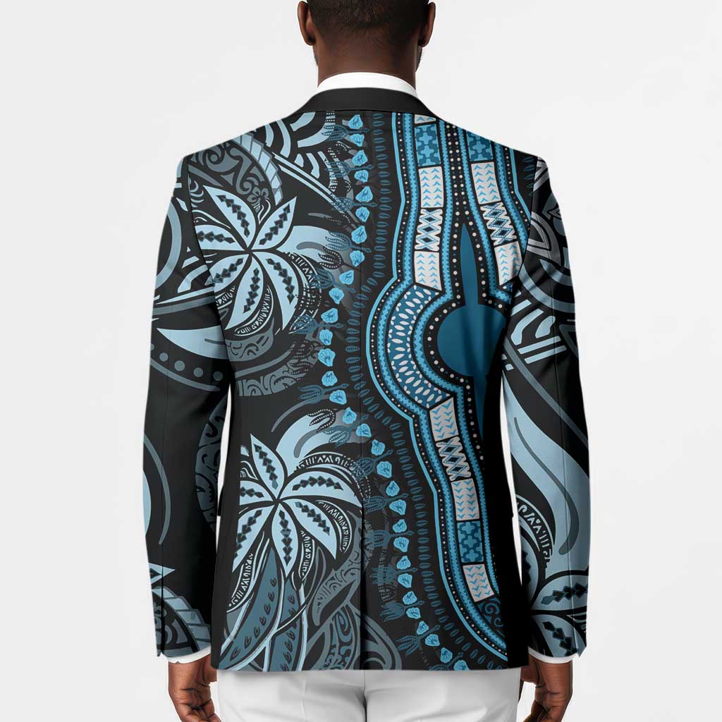 Polynesia Mixed African Dashiki Blazer Afro-pacific Culture - Blue