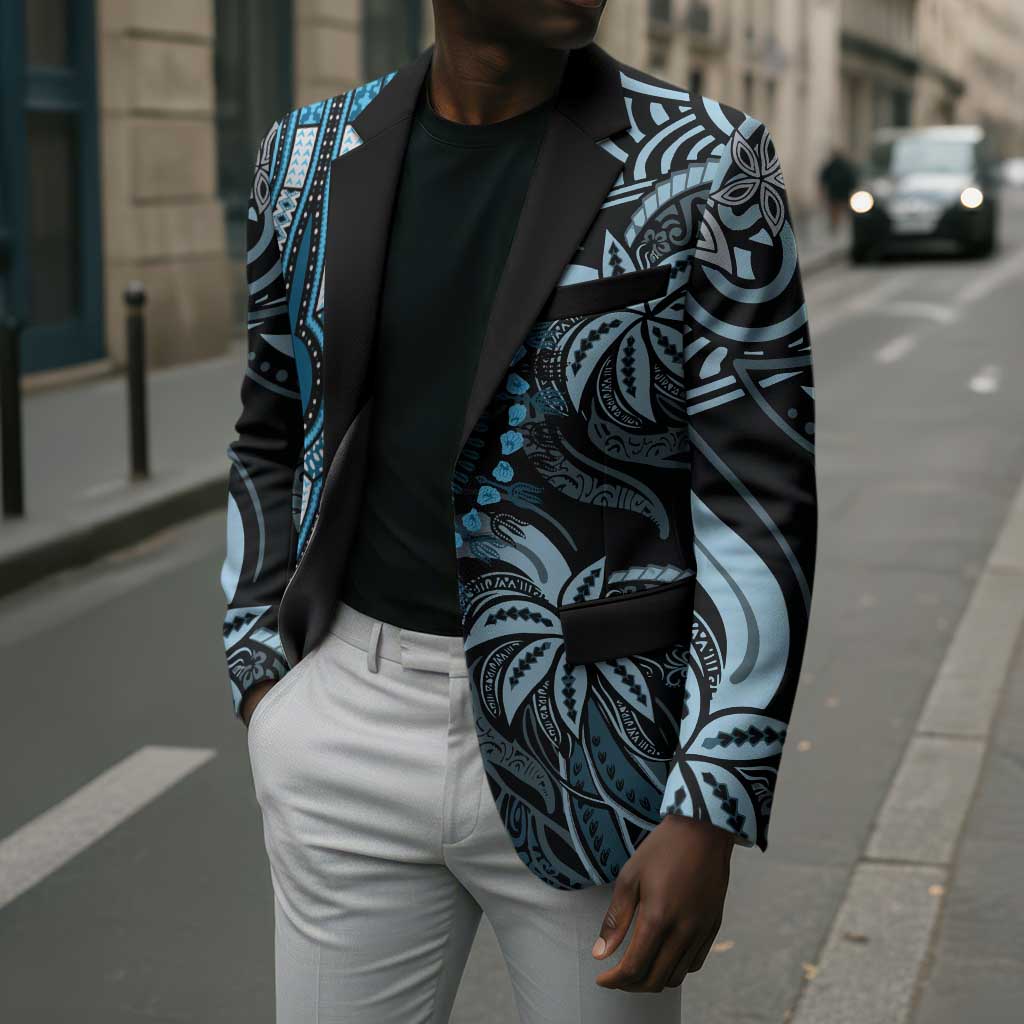 Polynesia Mixed African Dashiki Blazer Afro-pacific Culture - Blue