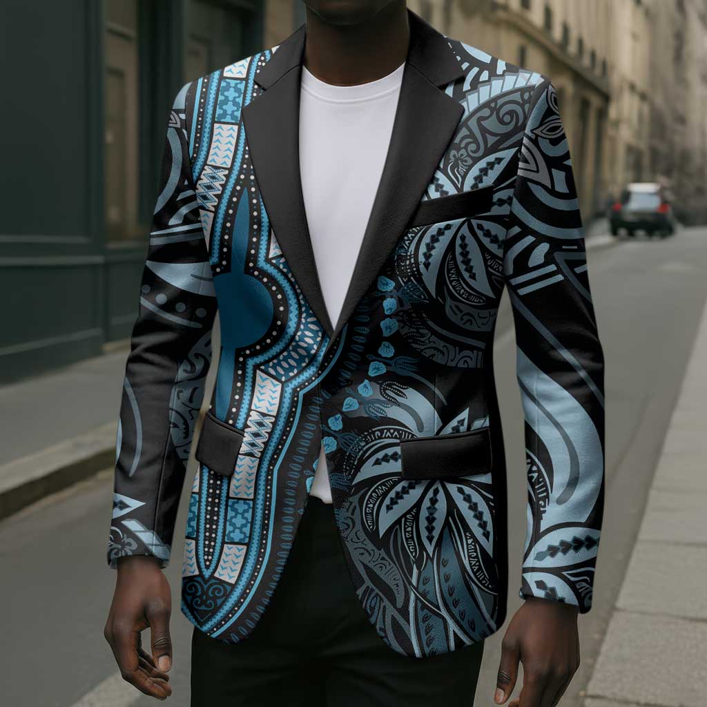 Polynesia Mixed African Dashiki Blazer Afro-pacific Culture - Blue