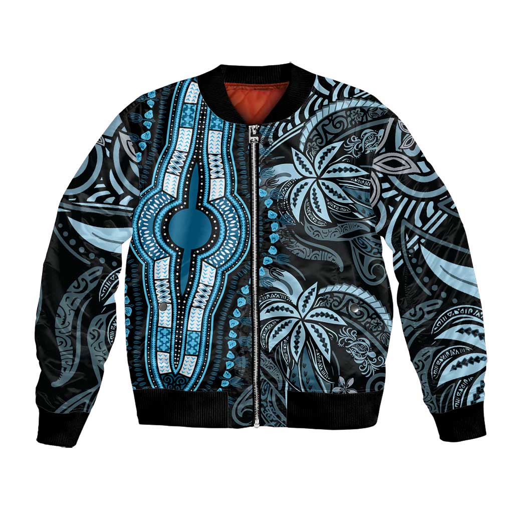 Polynesia Mixed African Dashiki Bomber Jacket Afro-pacific Culture - Blue