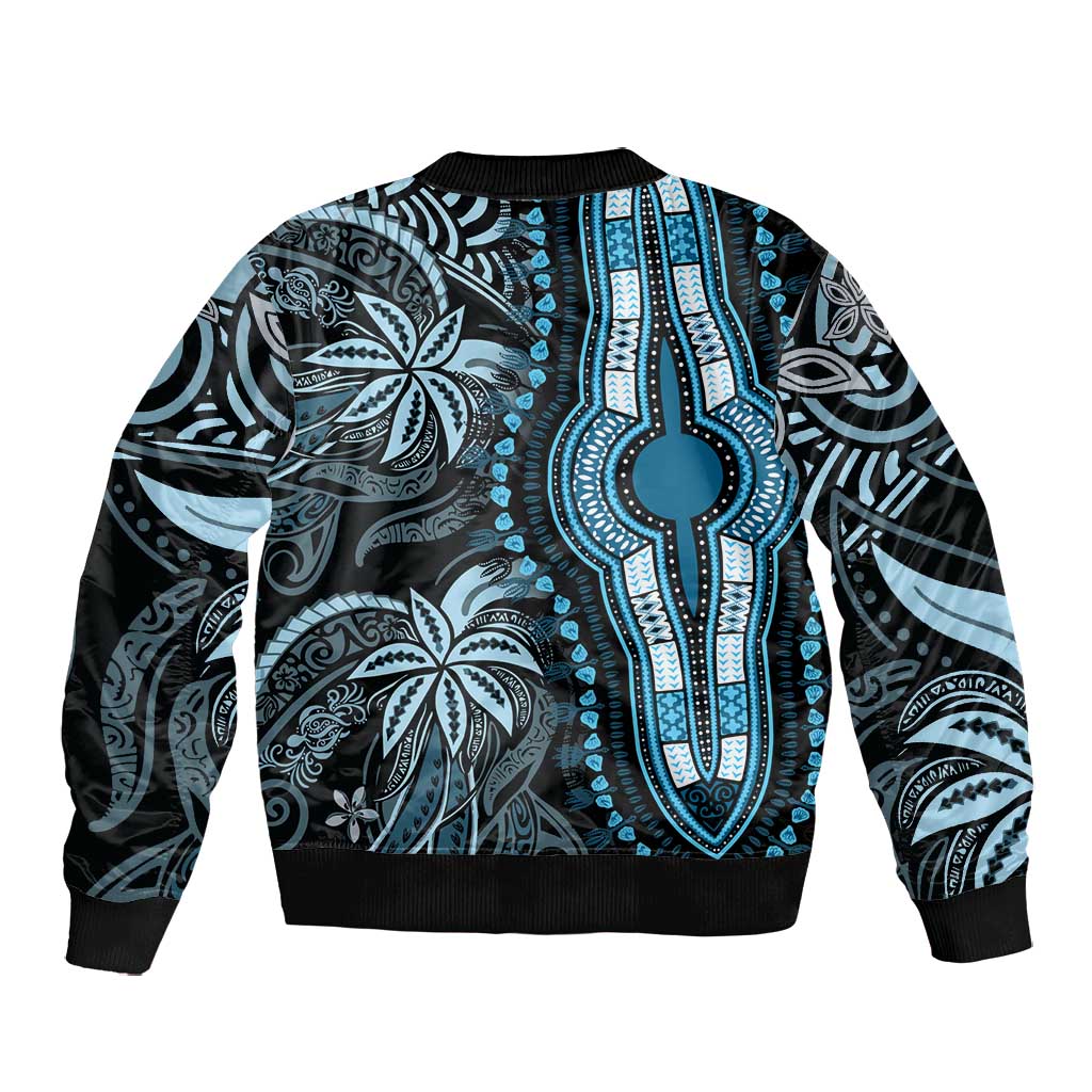 Polynesia Mixed African Dashiki Bomber Jacket Afro-pacific Culture - Blue