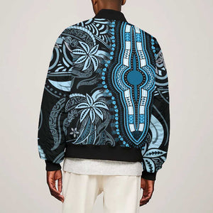 Polynesia Mixed African Dashiki Bomber Jacket Afro-pacific Culture - Blue