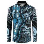 Polynesia Mixed African Dashiki Button Sweatshirt Afro-pacific Culture - Blue