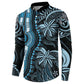 Polynesia Mixed African Dashiki Button Sweatshirt Afro-pacific Culture - Blue