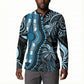 Polynesia Mixed African Dashiki Button Sweatshirt Afro-pacific Culture - Blue