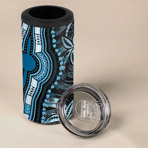 Polynesia Mixed African Dashiki 4 in 1 Can Cooler Tumbler Afro-pacific Culture - Blue