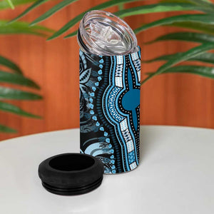 Polynesia Mixed African Dashiki 4 in 1 Can Cooler Tumbler Afro-pacific Culture - Blue