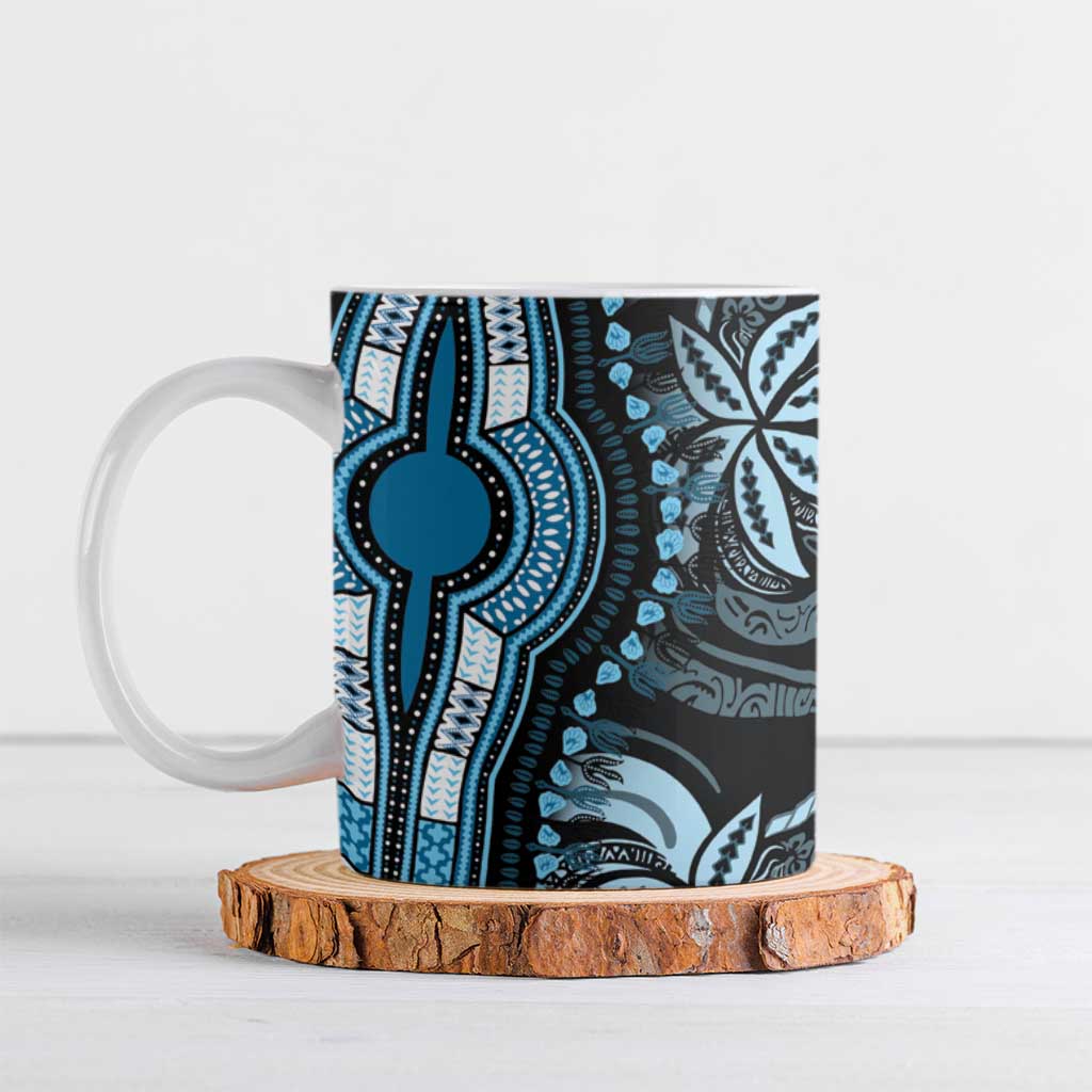 Polynesia Mixed African Dashiki Ceramic Mug Afro-pacific Culture - Blue
