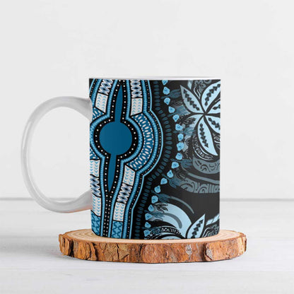 Polynesia Mixed African Dashiki Ceramic Mug Afro-pacific Culture - Blue