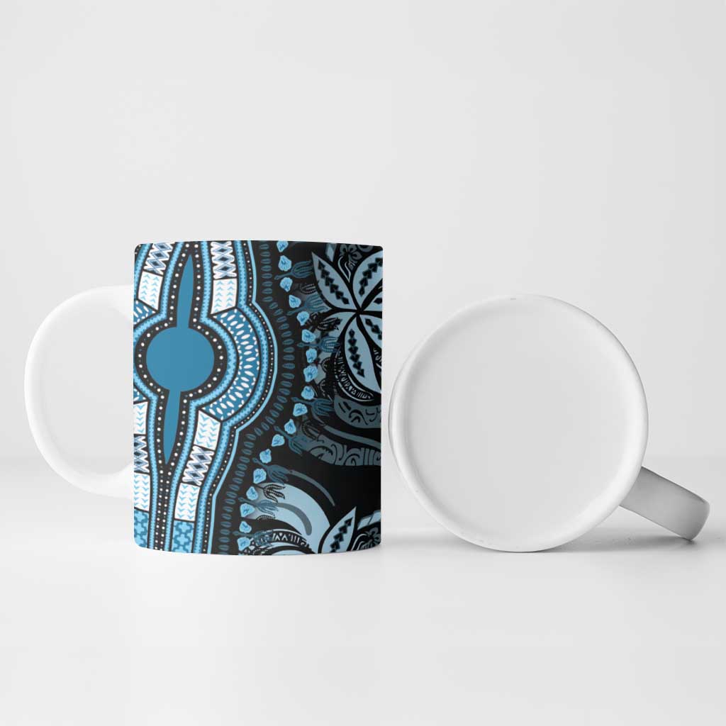 Polynesia Mixed African Dashiki Ceramic Mug Afro-pacific Culture - Blue