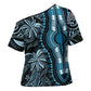 Polynesia Mixed African Dashiki Cross Shoulder Shirt Afro-pacific Culture - Blue