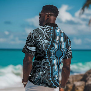 Polynesia Mixed African Dashiki Hawaiian Shirt Afro-pacific Culture - Blue