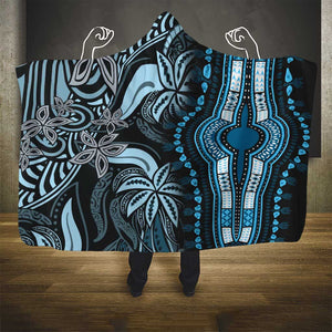 Polynesia Mixed African Dashiki Hooded Blanket Afro-pacific Culture - Blue