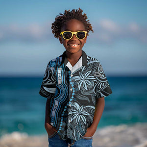 Polynesia Mixed African Dashiki Kid Hawaiian Shirt Afro-pacific Culture - Blue