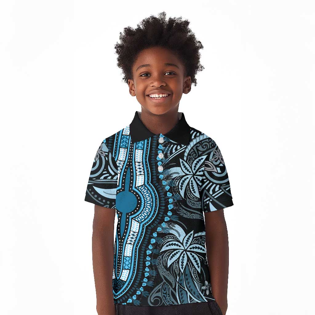 Polynesia Mixed African Dashiki Kid Polo Shirt Afro-pacific Culture - Blue