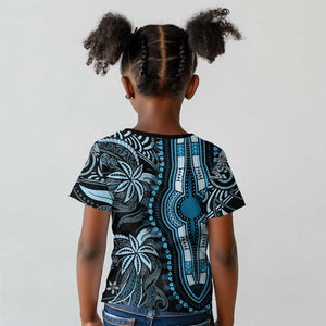 Polynesia Mixed African Dashiki Kid T shirt Afro-pacific Culture - Blue