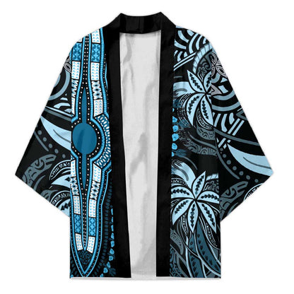 Polynesia Mixed African Dashiki Kimono Afro-pacific Culture - Blue