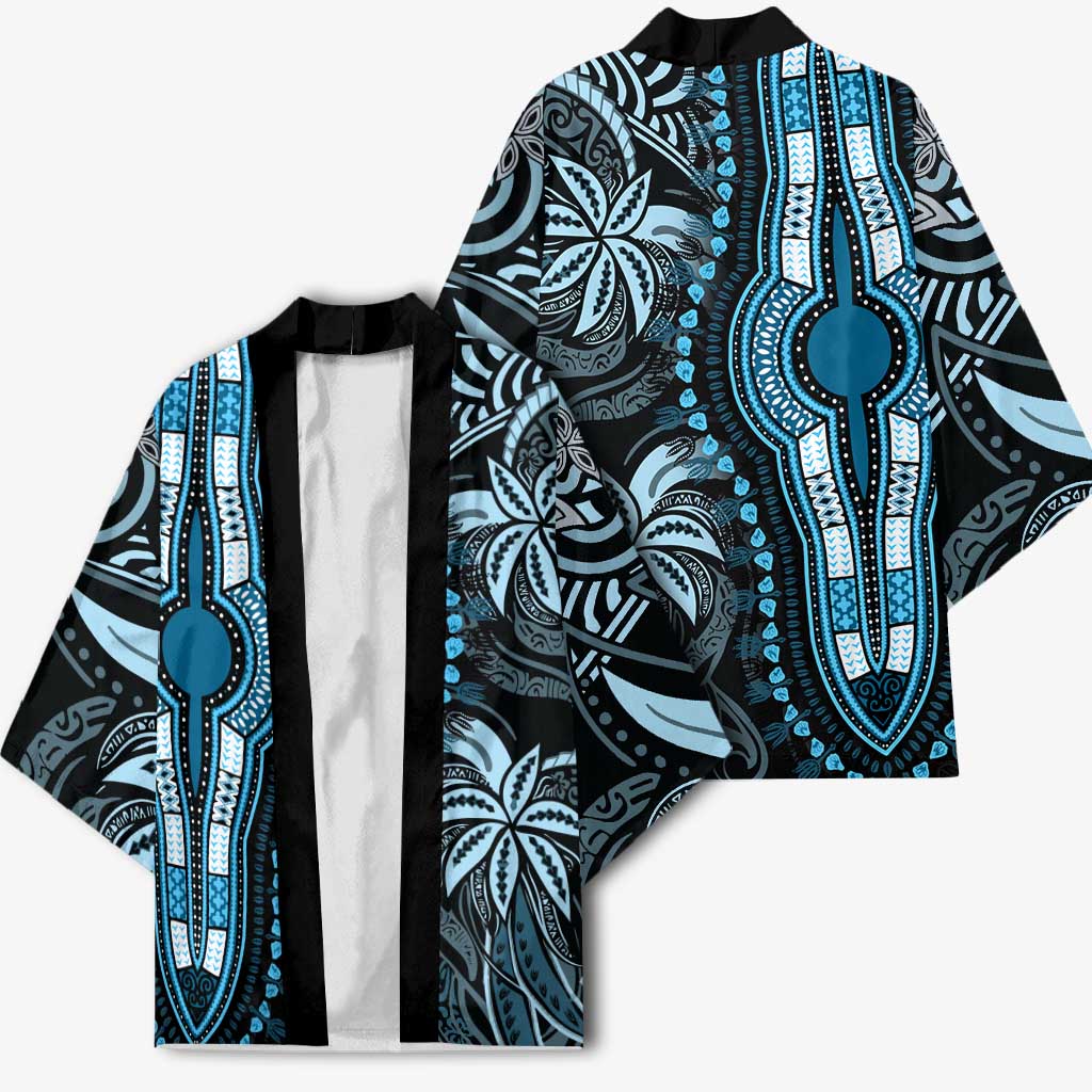 Polynesia Mixed African Dashiki Kimono Afro-pacific Culture - Blue