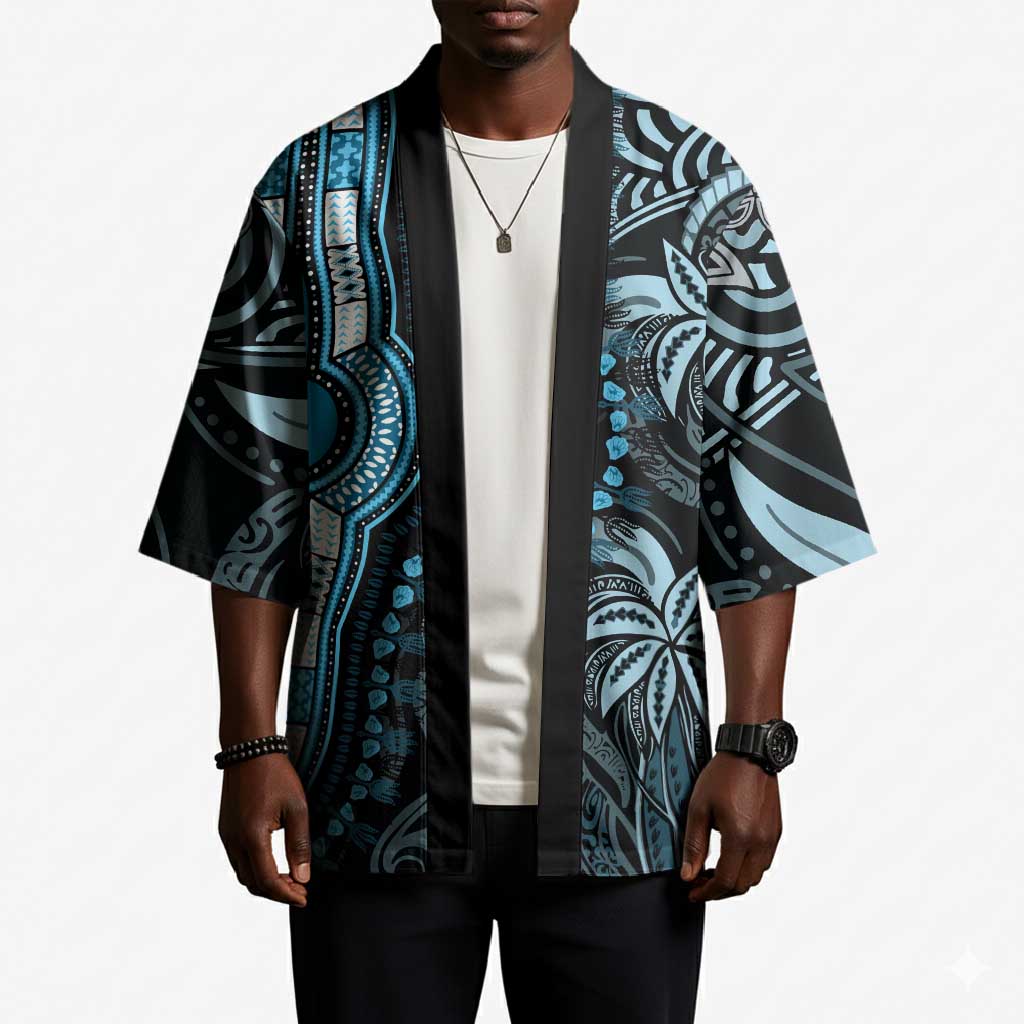 Polynesia Mixed African Dashiki Kimono Afro-pacific Culture - Blue