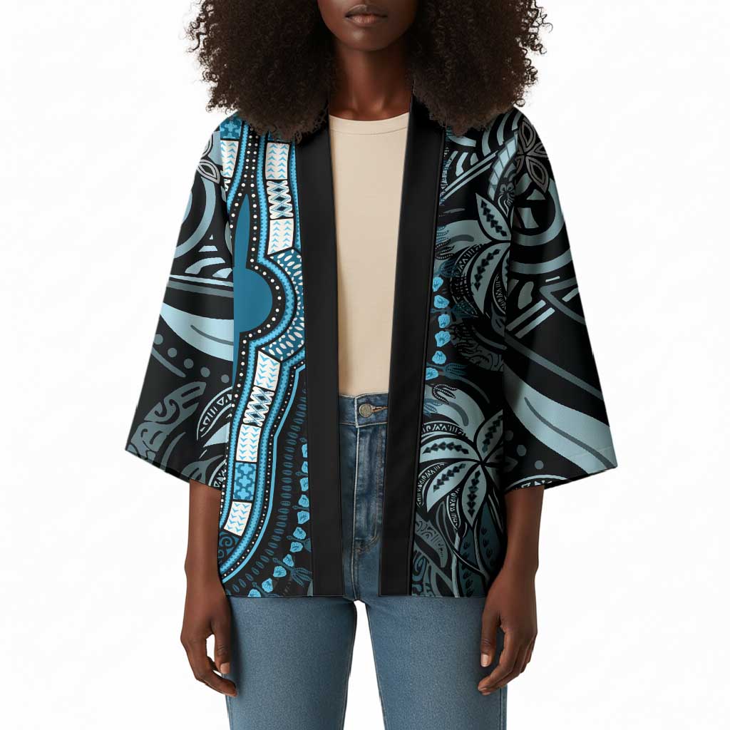 Polynesia Mixed African Dashiki Kimono Afro-pacific Culture - Blue