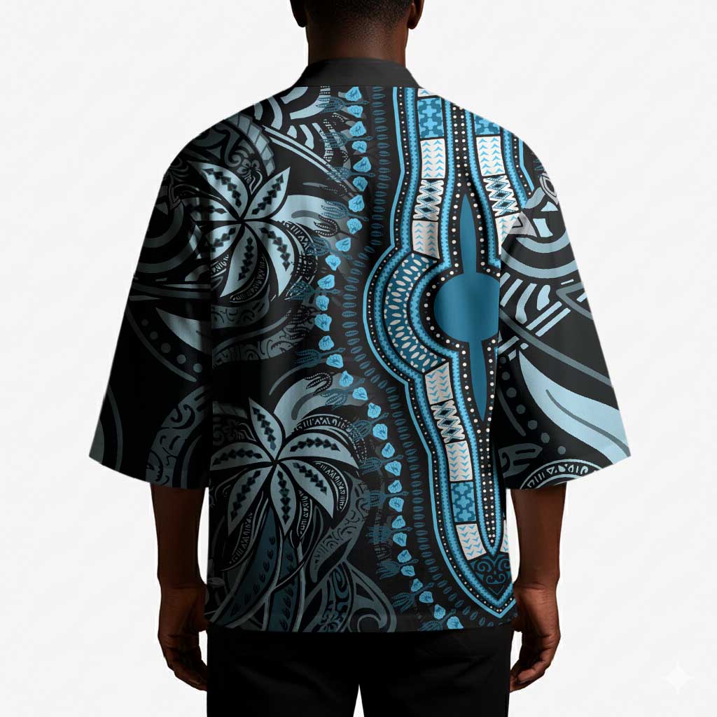 Polynesia Mixed African Dashiki Kimono Afro-pacific Culture - Blue