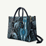 Polynesia Mixed African Dashiki Leather Bag Afro-pacific Culture - Blue