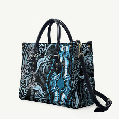 Polynesia Mixed African Dashiki Leather Bag Afro-pacific Culture - Blue