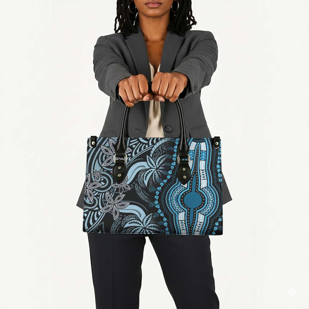Polynesia Mixed African Dashiki Leather Bag Afro-pacific Culture - Blue