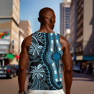 Polynesia Mixed African Dashiki Men Tank Top Afro-pacific Culture - Blue