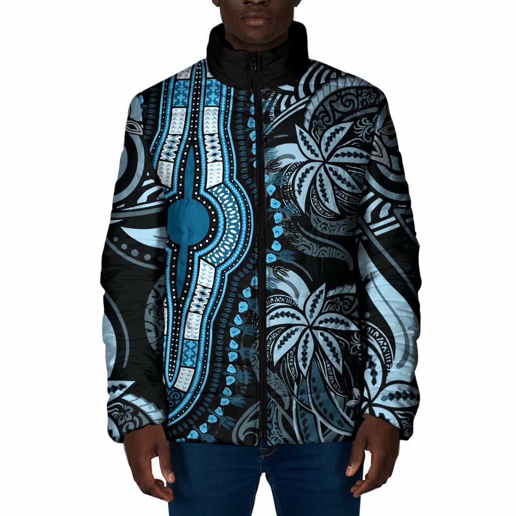 Polynesia Mixed African Dashiki Padded Jacket Afro-pacific Culture - Blue