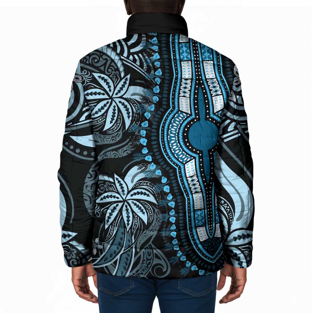 Polynesia Mixed African Dashiki Padded Jacket Afro-pacific Culture - Blue