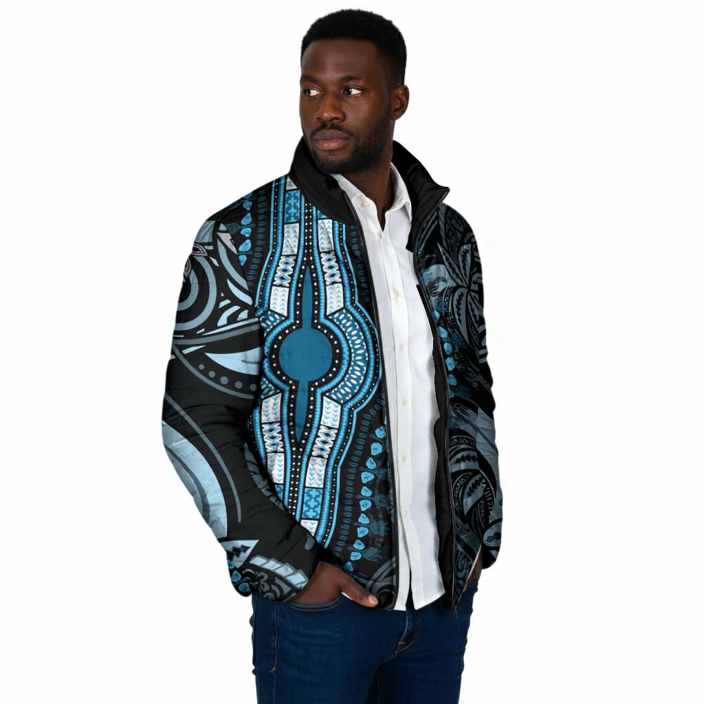 Polynesia Mixed African Dashiki Padded Jacket Afro-pacific Culture - Blue