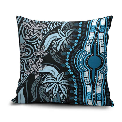 Polynesia Mixed African Dashiki Pillow Cover Afro-pacific Culture - Blue