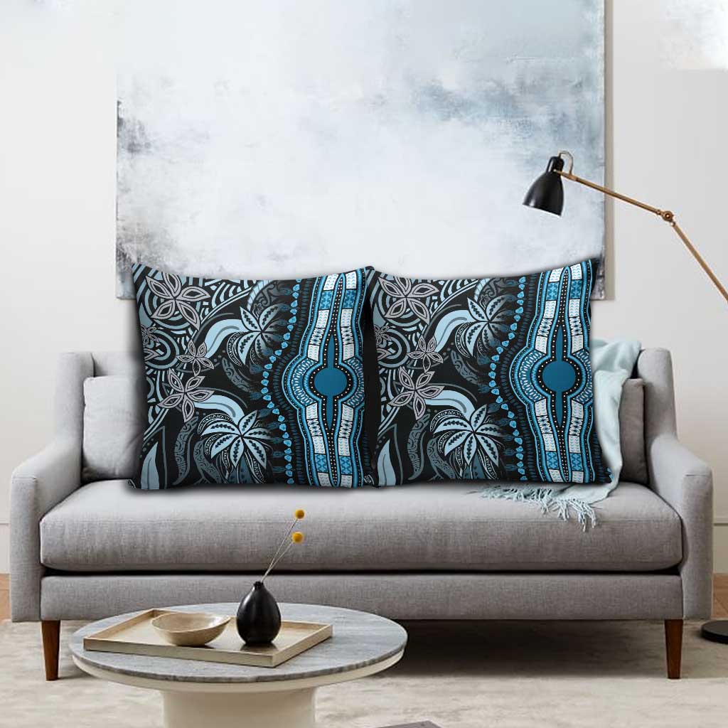 Polynesia Mixed African Dashiki Pillow Cover Afro-pacific Culture - Blue
