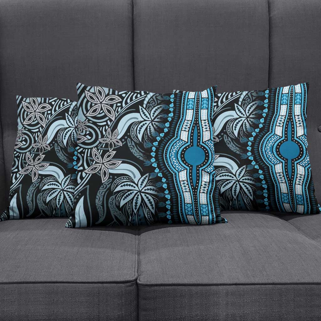 Polynesia Mixed African Dashiki Pillow Cover Afro-pacific Culture - Blue