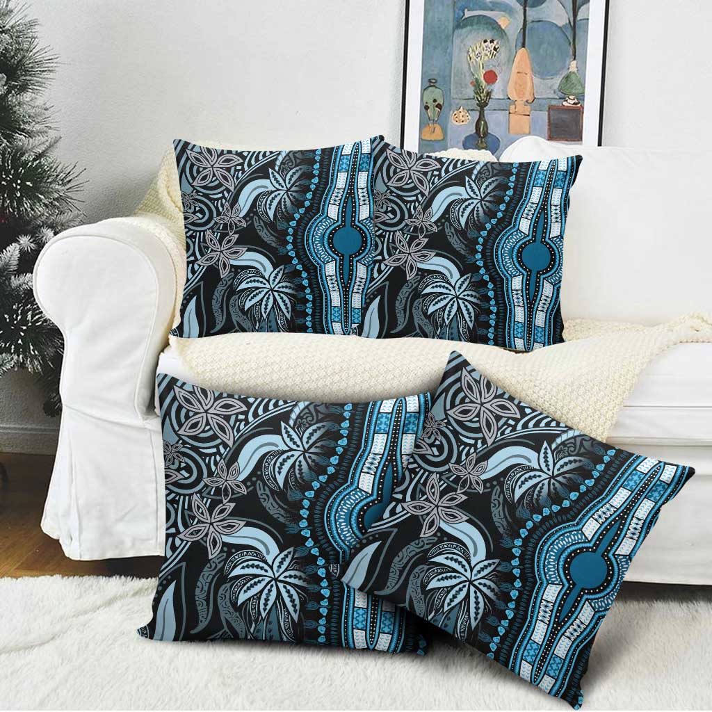 Polynesia Mixed African Dashiki Pillow Cover Afro-pacific Culture - Blue